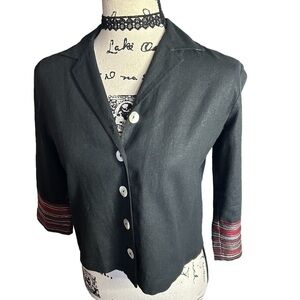 Sarah B Studio Linen Blend mid Sleeve Button Down Sz P/S
